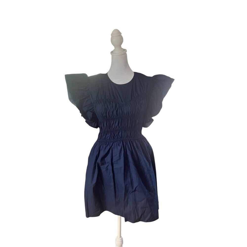 Misa Los Angeles Women's Blue Radha Flutter Sleeve Smocked Mini Dress XS NWT
